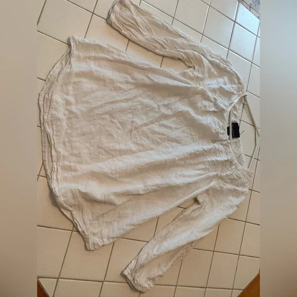 Cynthia Rowley White quarter sleeve classic elegant fall winter Blouse shirt - Picture 5 of 11